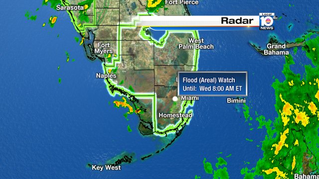 Expect more wet weather on this Wednesday.There is a lot of standing water out there so Flood Watch goes until 8AM. https://t.co/HL8FsJwZ9t