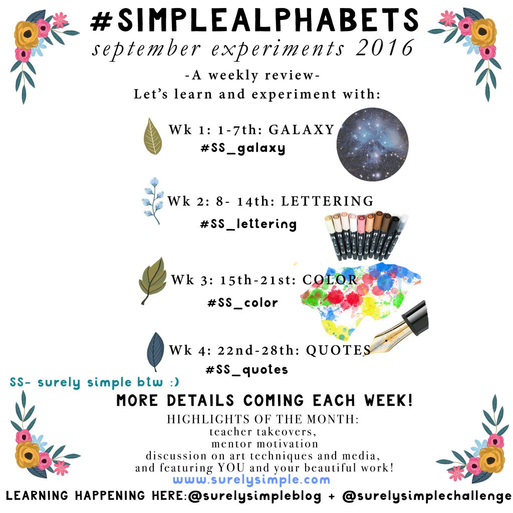 SurelySimple's tweet photo. September Experiments Prompts Here! #SimpleAlphabets https://t.co/wdHVhDzXCb https://t.co/xcmMfFPwNV