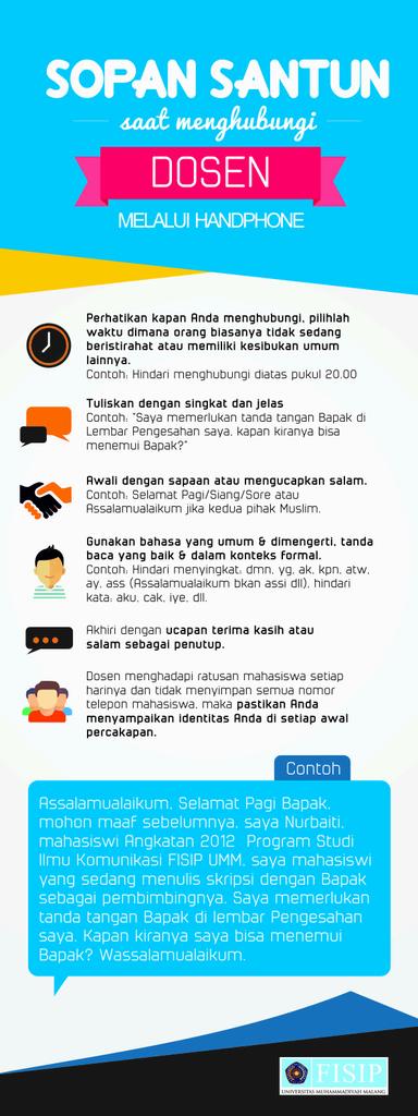 Kayaknya ini penting? Sopan santun saat menghubungi dosen melalui HP. <a href="/bemfisipumm/">BEM FISIP UMM</a> <a href="/PesmabaFisipUMM/">Pesmaba Fisip UMM 16</a>  <a href="/BemUmm/">BEM UMM</a>