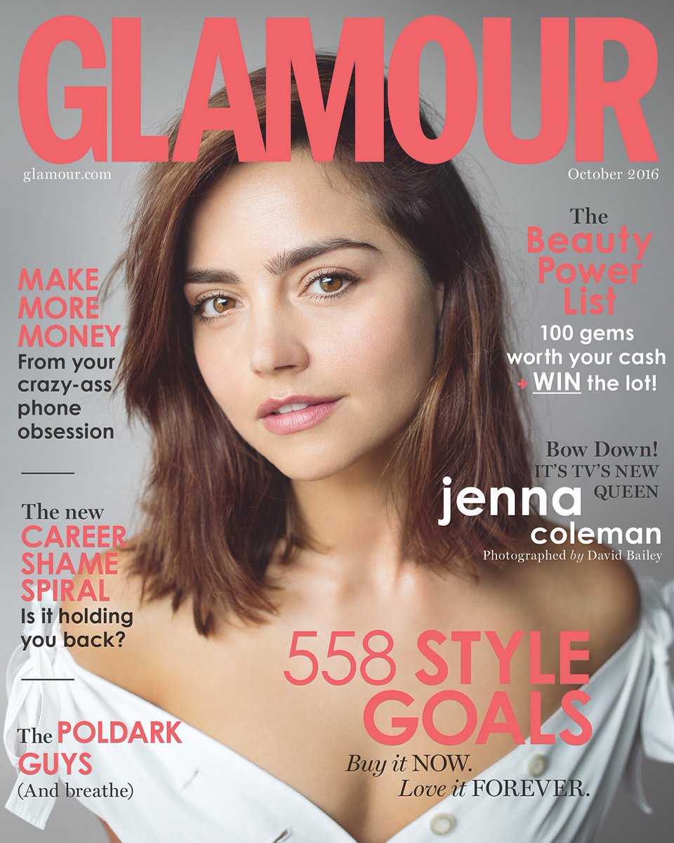 GlamourMagUK's tweet photo. Our October cover star: @Jenna_Coleman_, wearing @MIUMIUofficial and photographed by David Bailey 👌 https://t.co/YwiRDKajWc