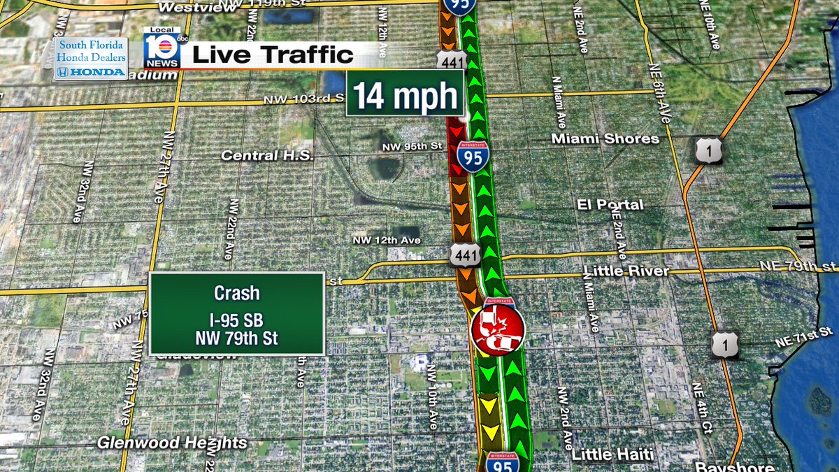 Crash on I-95 SB at NW 79th St #traffic #miami https://t.co/YKjZnCZswY