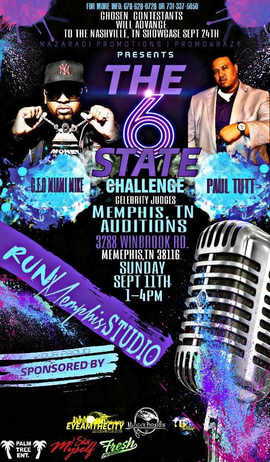 EYEAMTHECITY's tweet image. AUDITIONS IN MEMPHIS FOR THE SIX STATE CHALLENGE 9/11 MORE INFO 678-628-0728 #PROMOKRAZY #HAHA16 e