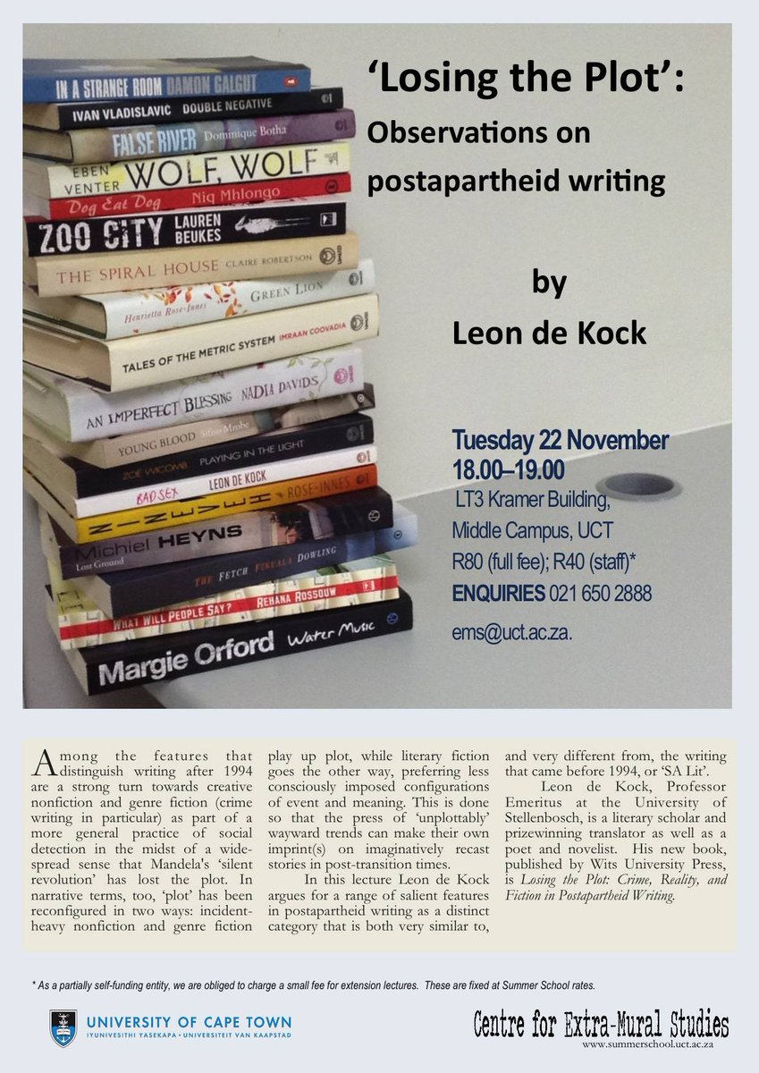 Slipnet's tweet photo. Save The Date. #SouthAfricanWriting #LeonDeKock https://t.co/C0dtJiHdVs