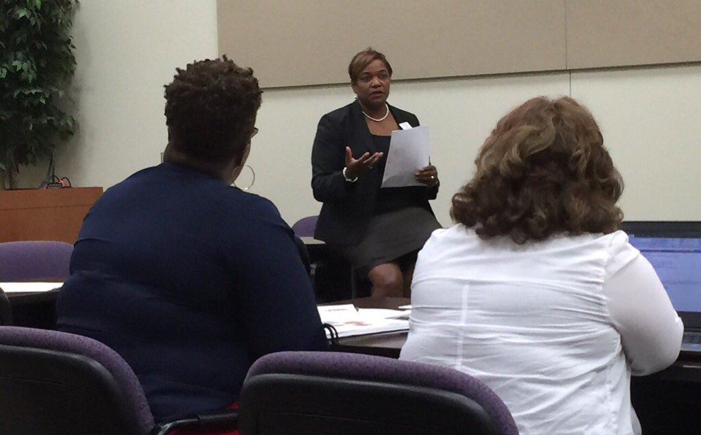 Tracie Brown, Area Superintendent, leading CDTs. "Plan purposefully. Proceed positively. Pursue persistently." #AISD