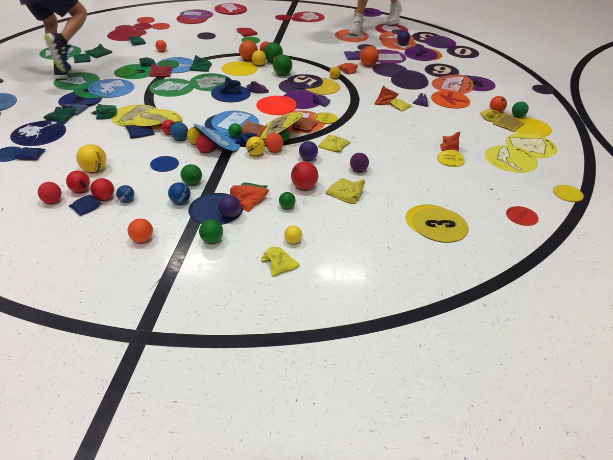CoachPirillo's tweet photo. Inspired by @pe4everykid tennis ball sort. Don't have enough color tennis balls so I grabbed what I have. #physed https://t.co/KC5azQTOIo