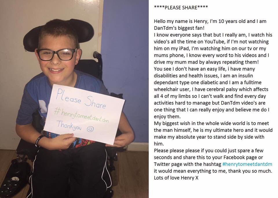 CandiMarie14's tweet photo. @dantdm please make Henrys wish come true #henrytomeetdantdm https://t.co/KpTxOfxTqK