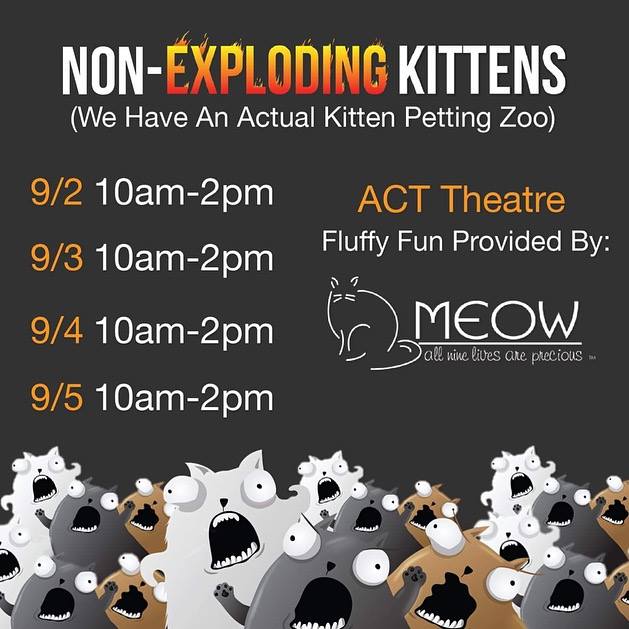 More fluff, less flame in Busters Space of the ACT Theatre @Official_PAX Furry friends purrrvided by @MEOWcatrescue