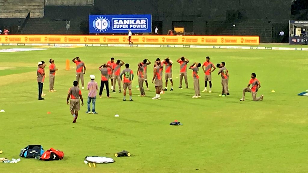 TUTI_PATRIOTS's tweet photo. The warm up has started at Chepauk Stadium 🙌 #TutiPatriots #NammaPayaluga #Readyaa https://t.co/eReZ5iSpUF