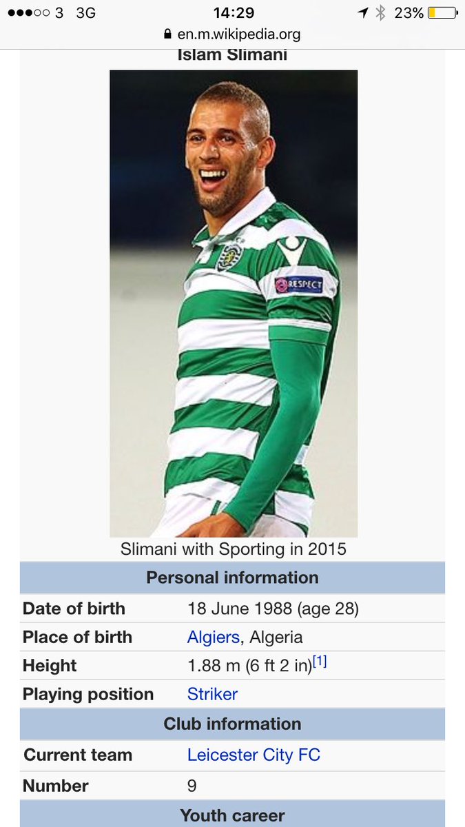 #DeadlineDay Wikipedia already thinks it's a done deal .. 😂 #lcfc #Slimani ... current team: Leicester City