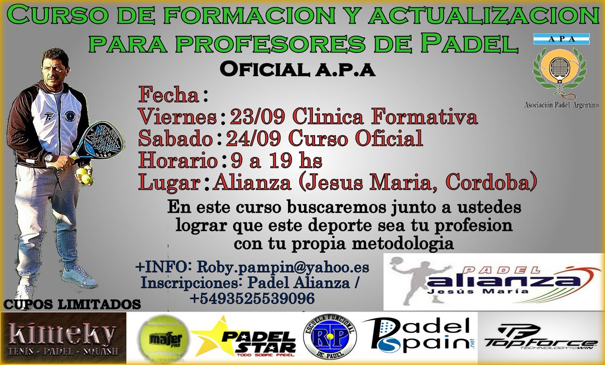 quedan 2 lugares para el 24 de setiembre en cordoba <a href="/padel/">padel</a> 
<a href="/alianza/">Rebekah Shoop</a> <a href="/PampinRoby/">Roby Pampin</a>