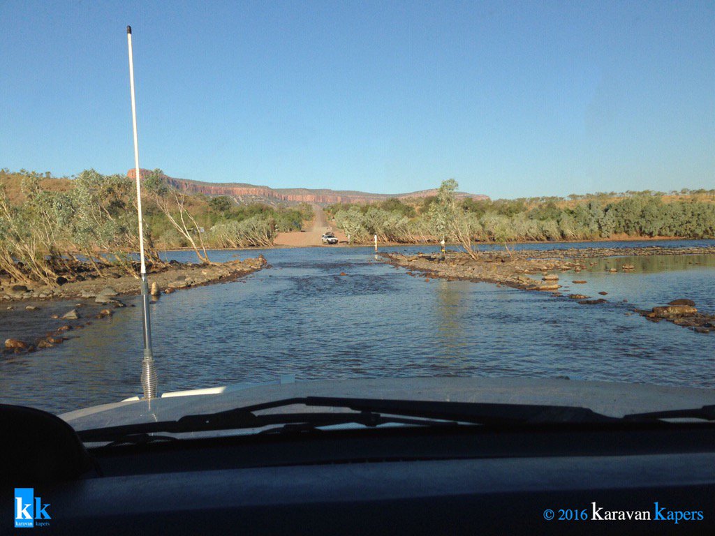 The iconic Pentecost River crossing on the #gibbriverroad, #thekimberleyaustralia
#karavankapers #4wdadventures