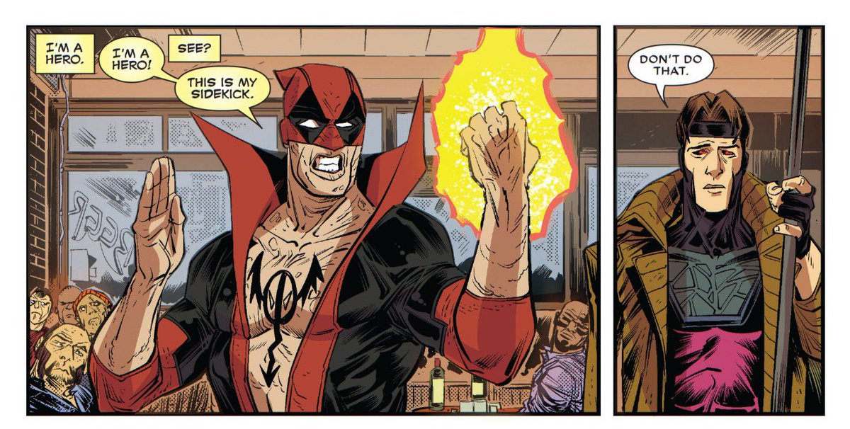 jpooch21's tweet photo. The series features a really fun supporting cast, and some insane storytelling choices #DeadpoolvGambit https://t.co/GJBvPb5LrX