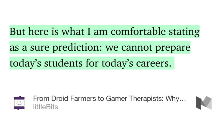 littleBits's tweet photo. .@ayahbdeir wrote about future careers and what that means for our students now. #education https://t.co/KerH9lD80N https://t.co/u7K1swYAWh
