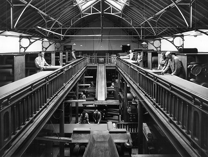 The view from inside Dugdale Bros Towers, overlooking the cutting and preparation area, taken over a century ago.