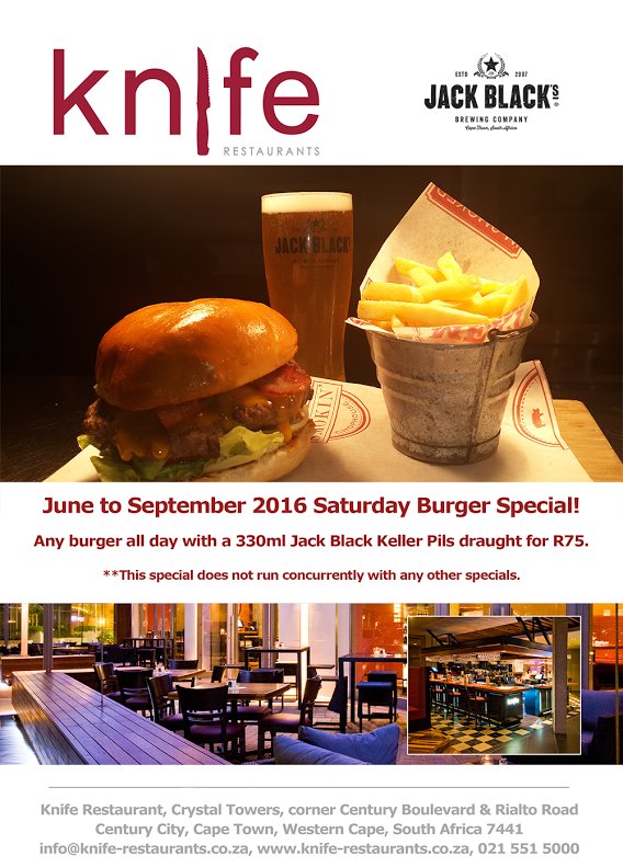 Enjoy our #CraftCombo Special, Saturdays 11am -11pm with <a href="/JackBlackBeer/">JackBlack BrewingCo.</a> Now til end September! #CapeTown #Foodies