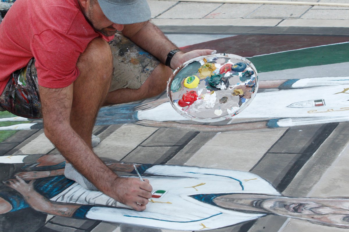 FIGC's tweet photo. FIGC and @pumafootball reveal new Italy away kit through 3d street art
(backstage gallery)
https://t.co/ji6pKjxq8V https://t.co/GXh8zUNlOO
