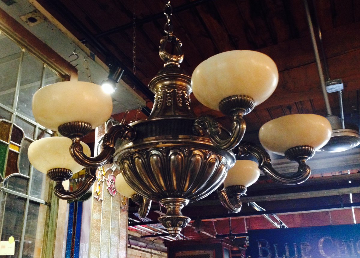 Salvage_One's tweet photo. End of Summer #sale continues until Sept 4 New arrival #silverplate &amp; #alababaster #antique #chandelier #chicago https://t.co/t3fb53RzG7