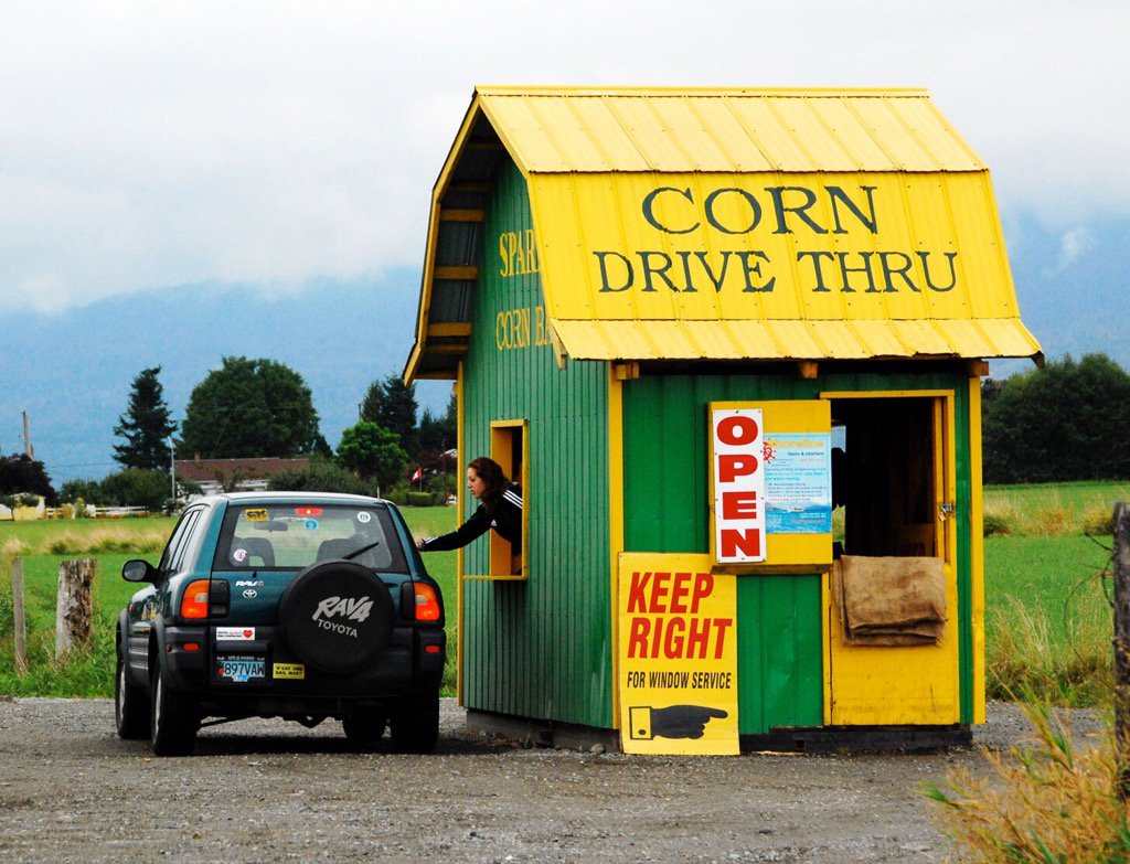 tourismchwk's tweet image. One of the many perks that come with life in #TheFraserValley: Drive-Thru Corn Shacks! 📷: @kennuck #ShareChilliwack