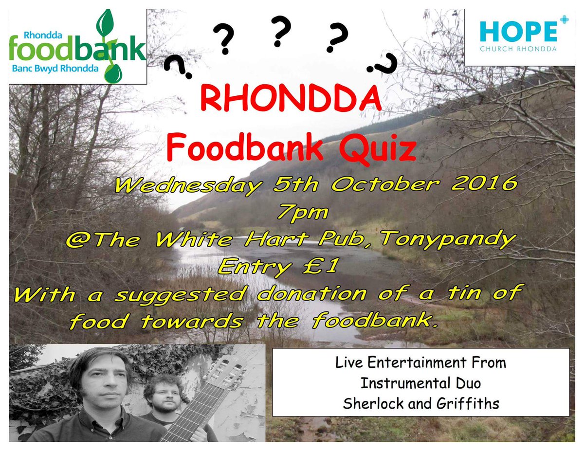 October 5th we're doing our second pub quiz in aid of <a href="/Rhonddafoodbank/">Rhondda Foodbank</a> it'll be great to see you #foodbank #pubquiz