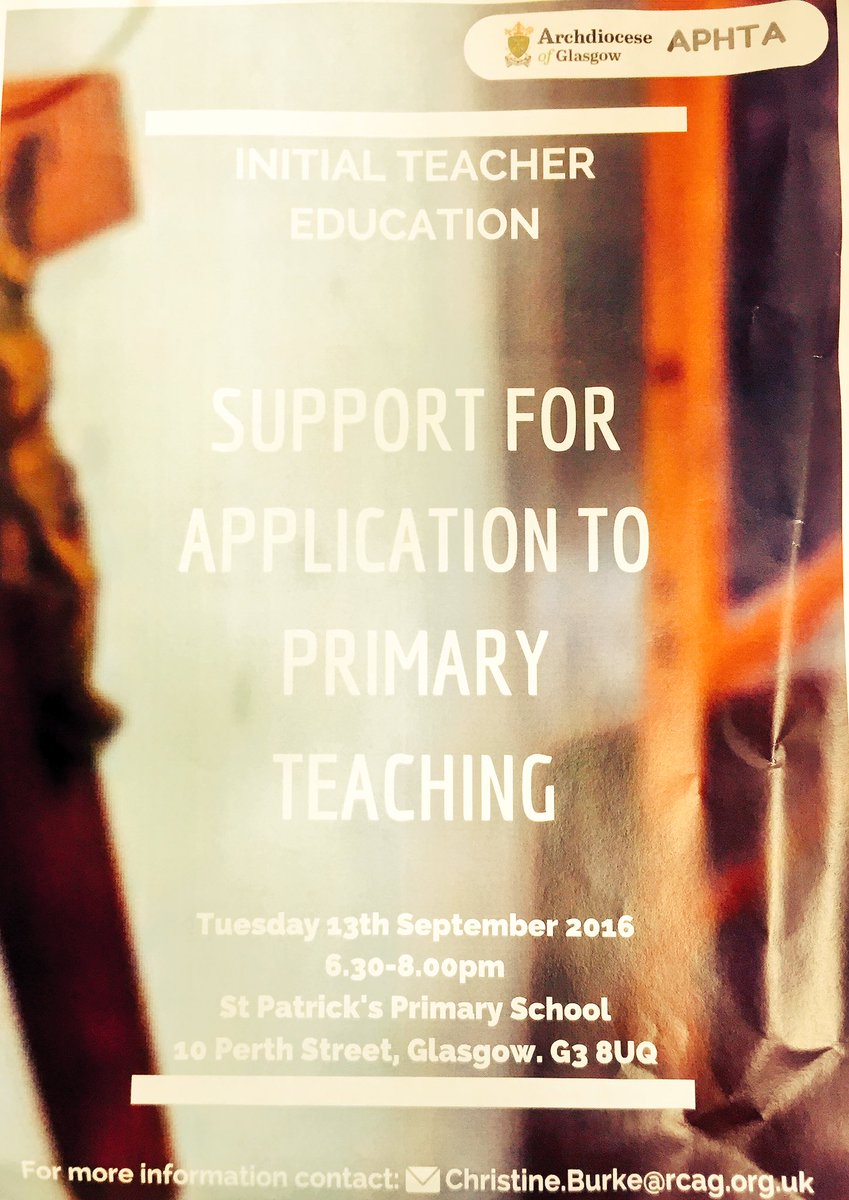 StFillansPS's tweet photo. Sharing for @ArchdiocGlasgow #aphta ...for anyone interested in Primary teaching?
Tues, 13th Sep @stpatrickspri https://t.co/q77YNwLLCO
