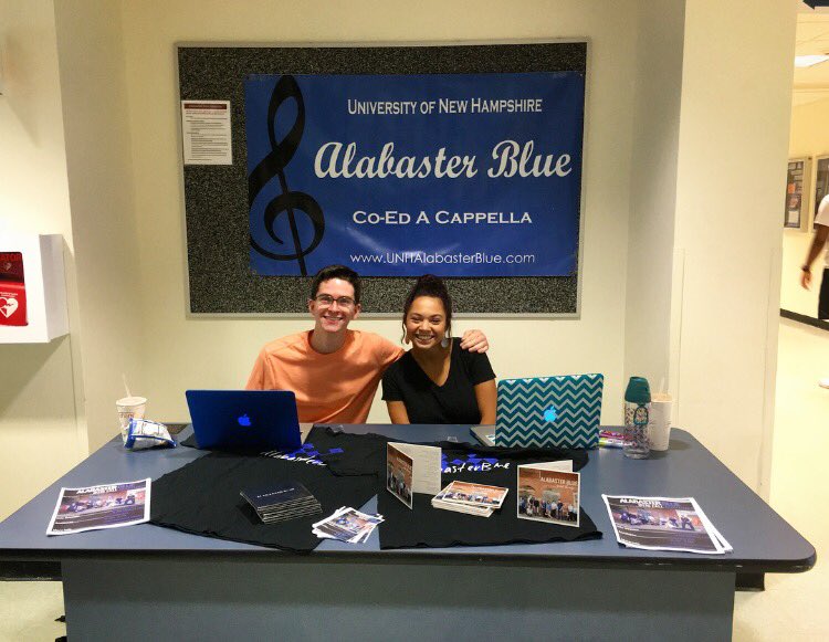 AlabasterBlueNH's tweet image. Are you looking to join an acappella group @ UNH? AB will be tabling in the MUB 10am-2pm through Fri, come say hi!🎶