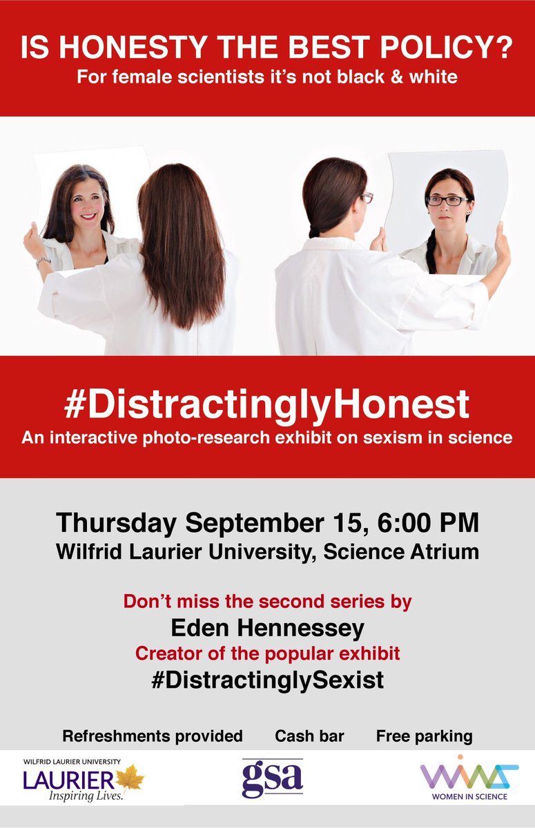 EdenHennessey's tweet image. Please come to celebrate the launch of my new photo-research exhibit!#DistractinglyHonest #WomeninSTEM @LaurierWinS