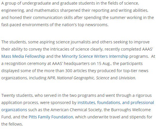 aaas's tweet photo. 3/3 Applications open in October for the Summer 2017 #MSWI and Mass Media Fellowships! https://t.co/NrlZclgepx https://t.co/3C8j2ft9x8