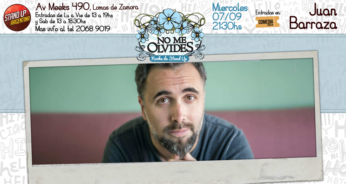 StandupAR's tweet photo. LOMAS! Sorteamos 2x1 para ver a @_JuanBarraza el 7/9 en @ccnomeolvides entre los que den RT. MAÑANA los Ganadores! https://t.co/Lb6734caZp