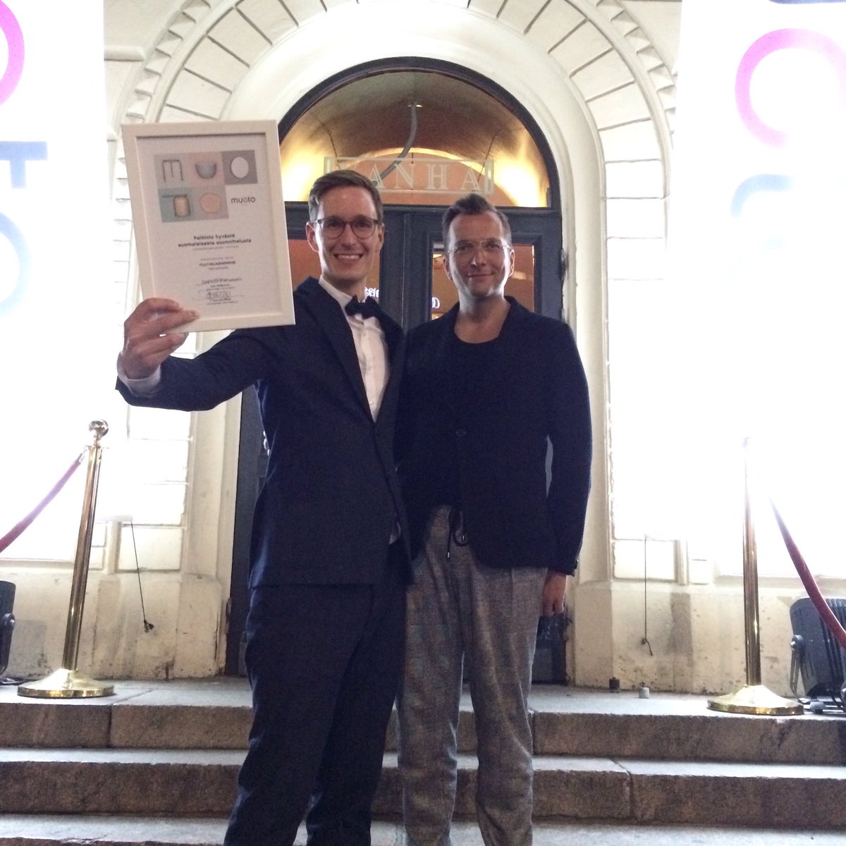 Award winning Timo Niskanen with #frenn denim suit #muoto2016