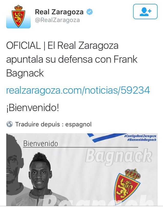 #Mercato - OFFICIEL : <a href="/MackyBagnack/">MackyBagnack</a> s'engage au <a href="/RealZaragoza/">Real Zaragoza</a>. Bonne continuation, Franck ! #TeamFCN