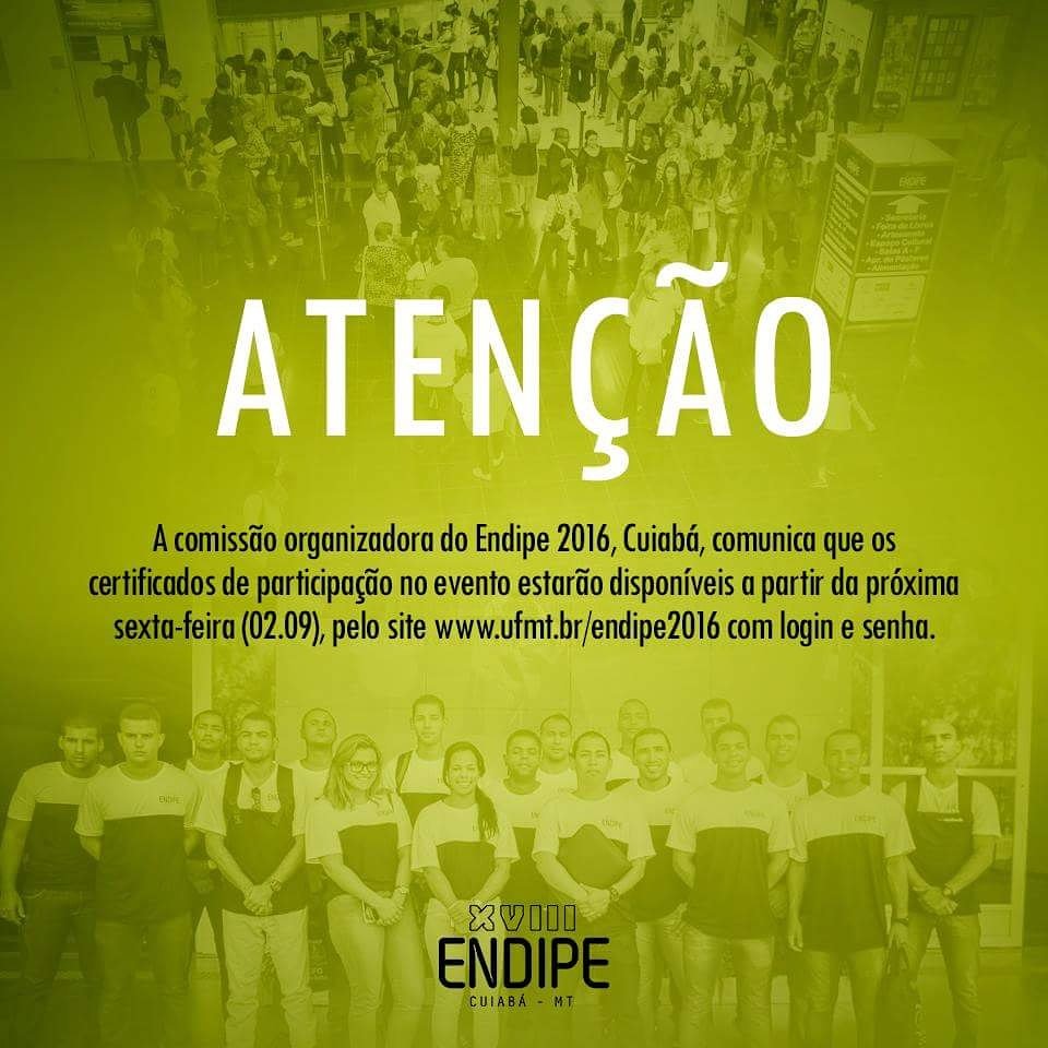 Endipe2016's tweet image. ATENÇÃO!