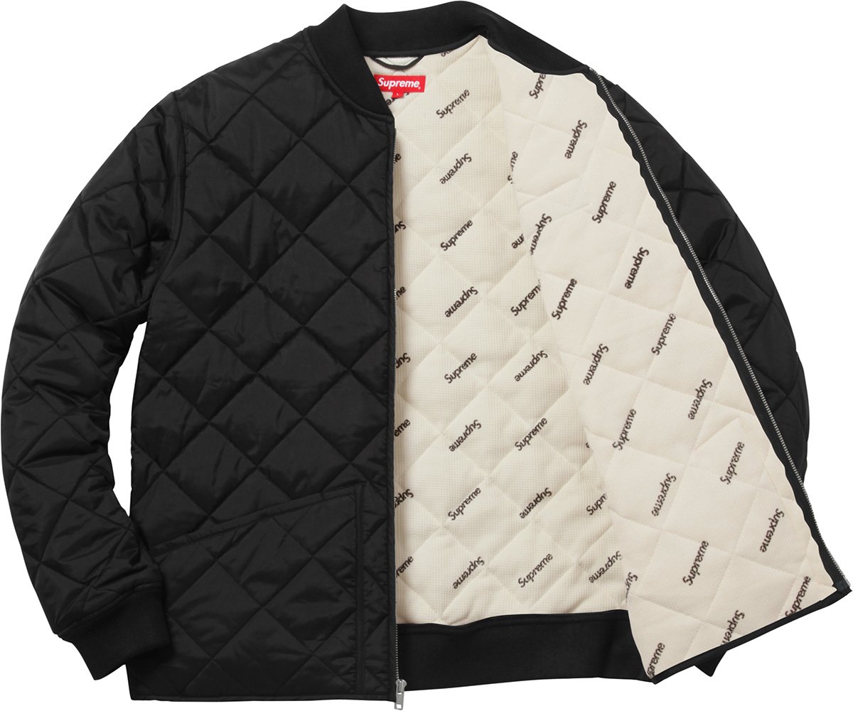 supreme color blocked quilted jacket