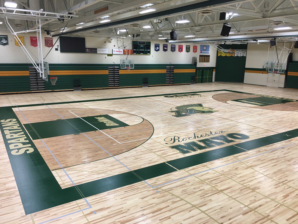 New gymnasium floor paint job is complete!   Two coats of finish left to go and we are ready for some competition!