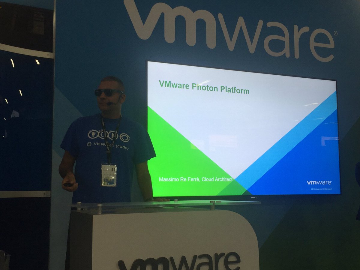 JamieVHH's tweet photo. VIP in the house evangelizing Photon Platform in the VMware booth!@mreferre @jameszabalajr https://t.co/pdN8aIn6SX