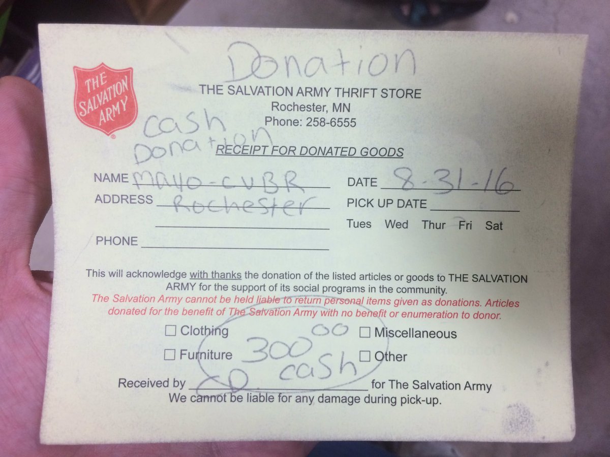 salvation army donation receipt