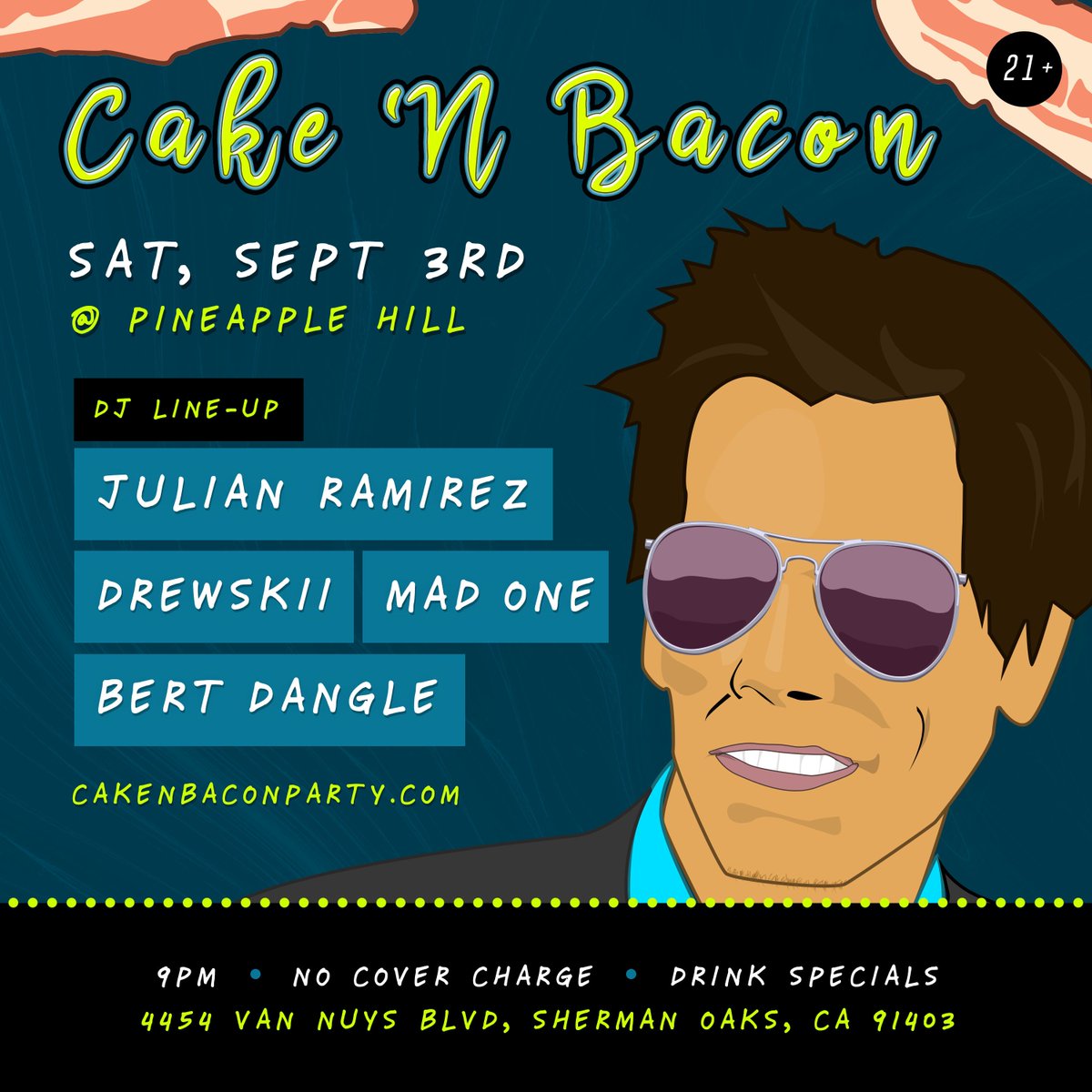 cakenbaconparty's tweet photo. Here's the #Dj lineup for Saturday Sept 3rd! See you there! RSVP: https://t.co/bcaroYVzMG https://t.co/GHlgkv0ur2