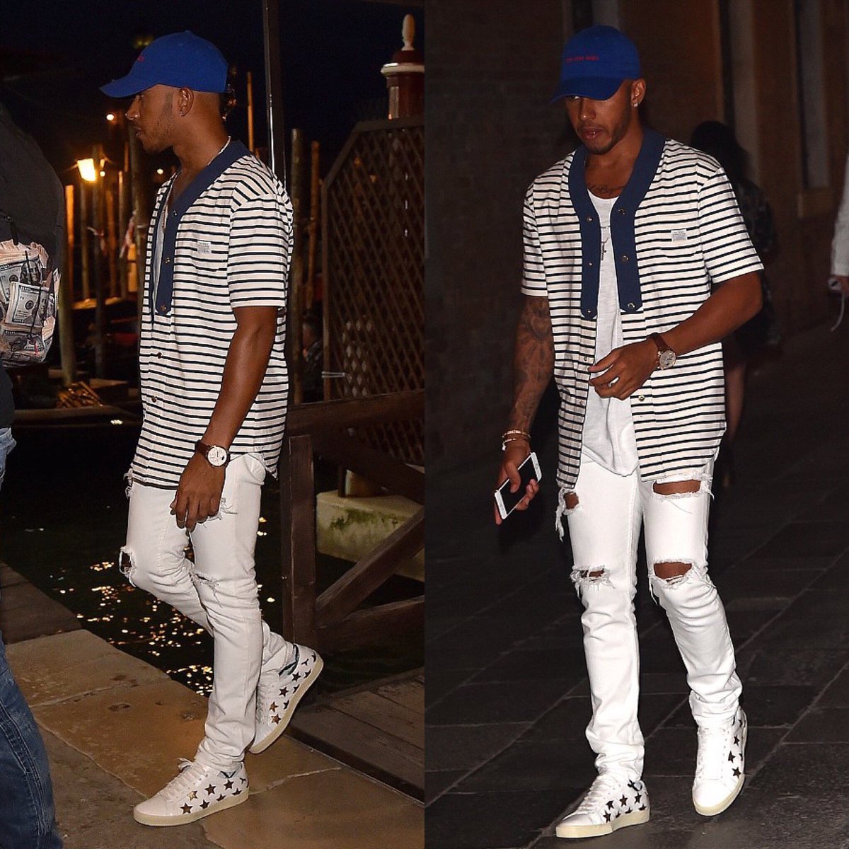UpscaleHype's tweet image. .@LewisHamilton in @Tackma Shirt, #SaintLaurent @YSL sneakers &amp;amp; #Yeezy Cap In Venice upscalehype.com/2016/08/lewis-…
