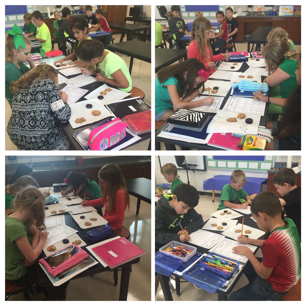 JHoweth's tweet image. Cookie Lab Fun! Working on identifying properties of our cookies in the science lab today. #PES_Pride