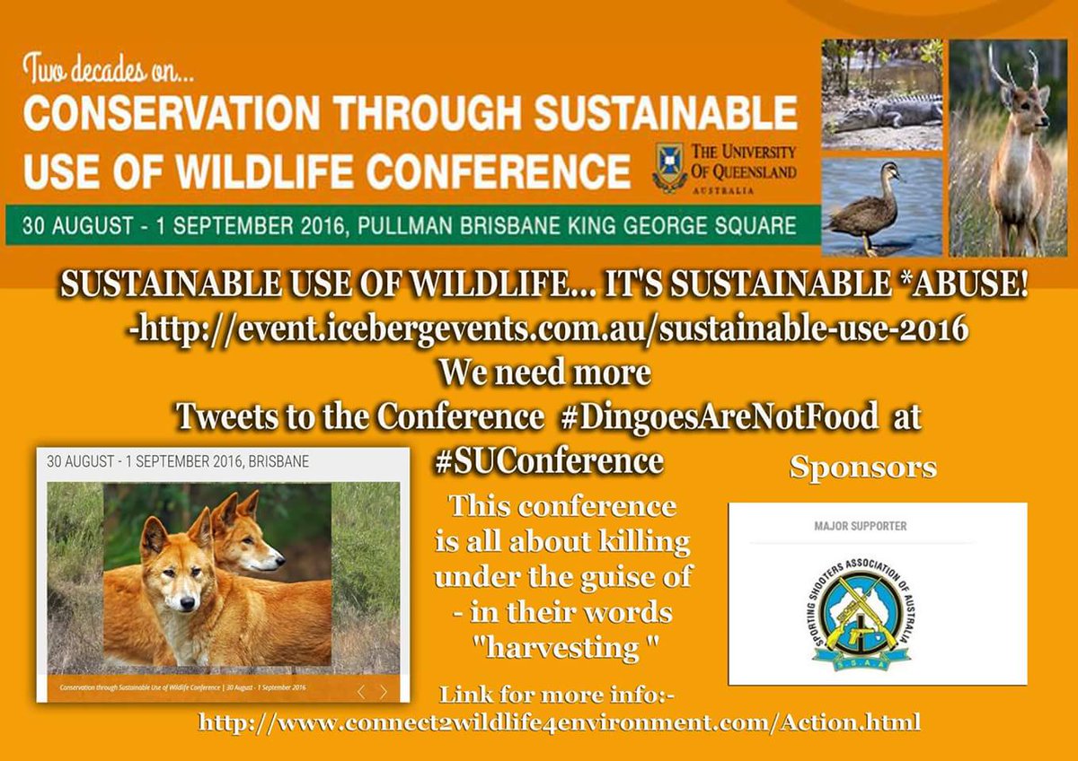 Cshells33Wells's tweet photo. #SUConference
(SUSTAINABLE USE OF WILDLIFE) *ABUSE
#DingoesAreNotFood
@AnimalsAus @MarkPearsonMP @Justice4animals https://t.co/OjEfg2n62G