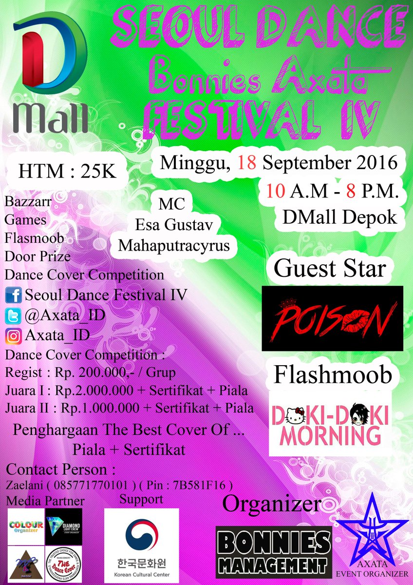 Axata ID (@axata_id) on Twitter photo Event 18 Septmeber 2016
<a href="/DLC_ORG/">hm</a> <a href="/SemstarOfficial/">SEMSTAR!!</a> <a href="/supergalaxyindo/">SuperGalaxyIndonesia</a> <a href="/alphabet_dc/">ALP-HABET</a> <a href="/GRIDIRON_DC/">Gridiron DC</a> <a href="/dcscfamily/">Dance&SingCoverFams</a> @YKON_DC Event 18 Septmeber 2016
<a href="/DLC_ORG/">hm</a> <a href="/SemstarOfficial/">SEMSTAR!!</a> <a href="/supergalaxyindo/">SuperGalaxyIndonesia</a> <a href="/alphabet_dc/">ALP-HABET</a> <a href="/GRIDIRON_DC/">Gridiron DC</a> <a href="/dcscfamily/">Dance&SingCoverFams</a> @YKON_DC