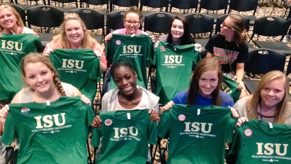 IndStatePA's tweet image. Women who registered for recruitment received their shirts today!! #Sheispanhellenic