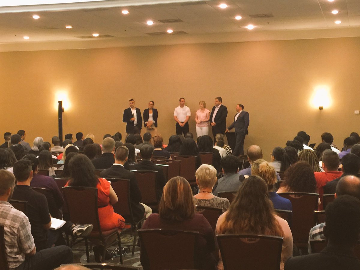 JoshNangle's tweet photo. New LTD Q12s Santiago &amp; Silvia Flores sharing w/ an exploding Ayers team in Orlando. "Make a decision, stand by it." https://t.co/ipf5q11rSx