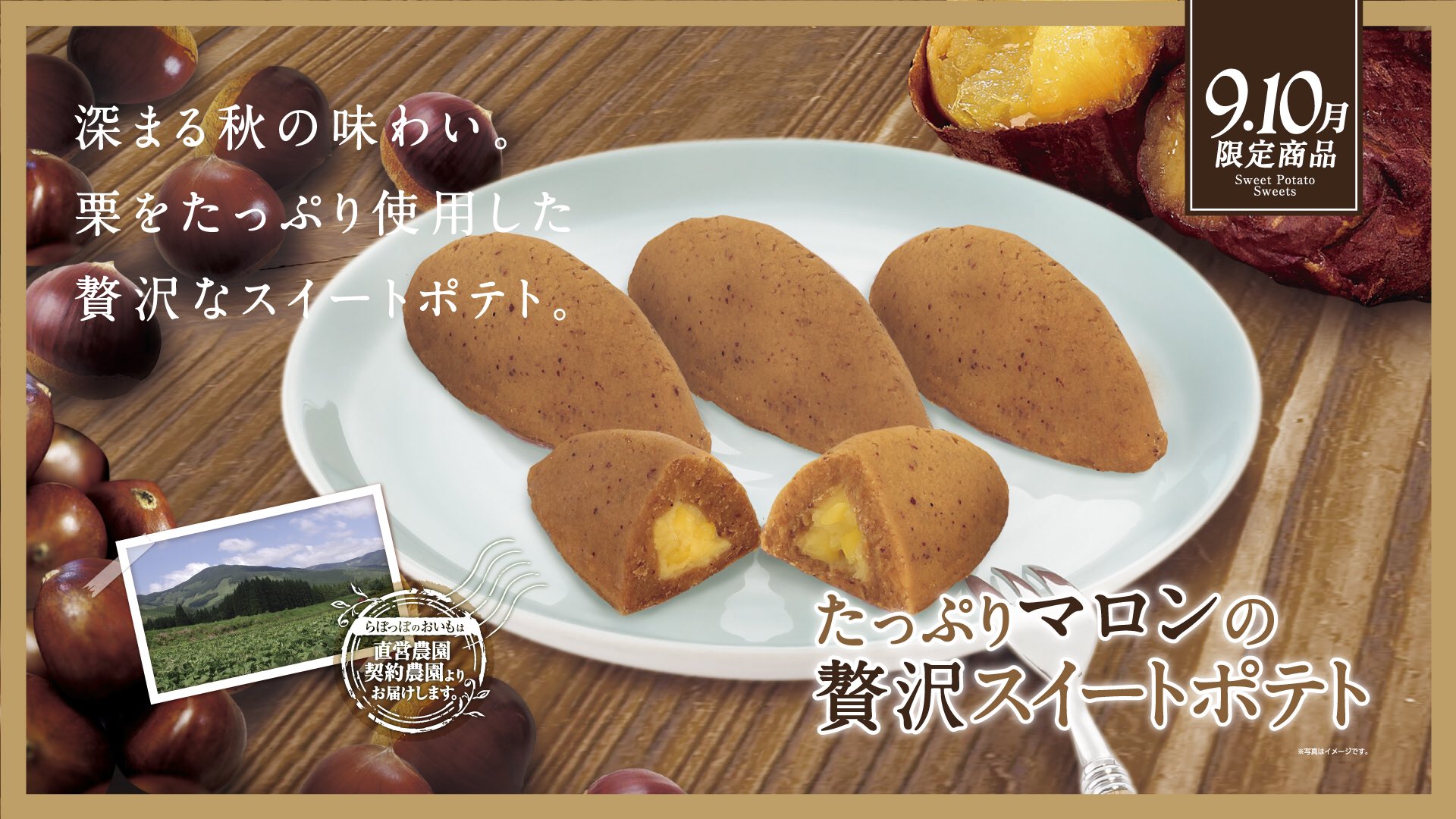 らぽっぽファーム 新商品 限定商品 本日よりスタート 渋皮栗とおいものなめらかカスタードパイ たっぷりマロンの贅沢 スイートポテト らぽっぽでは秋の味覚たっぷりさつまいもと栗のベストマッチな限定商品をお届けします T Co