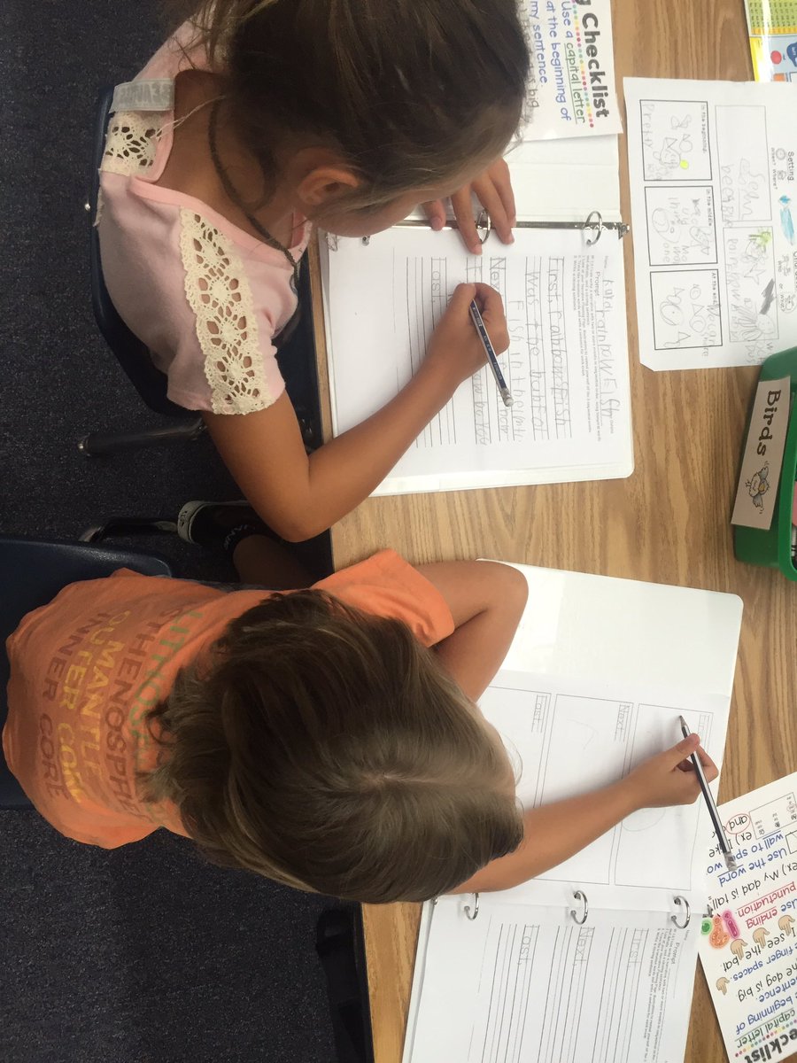 Writer's workshop- the k/1 way! Some write, some draw, but they all tell their own story. #loefalcons