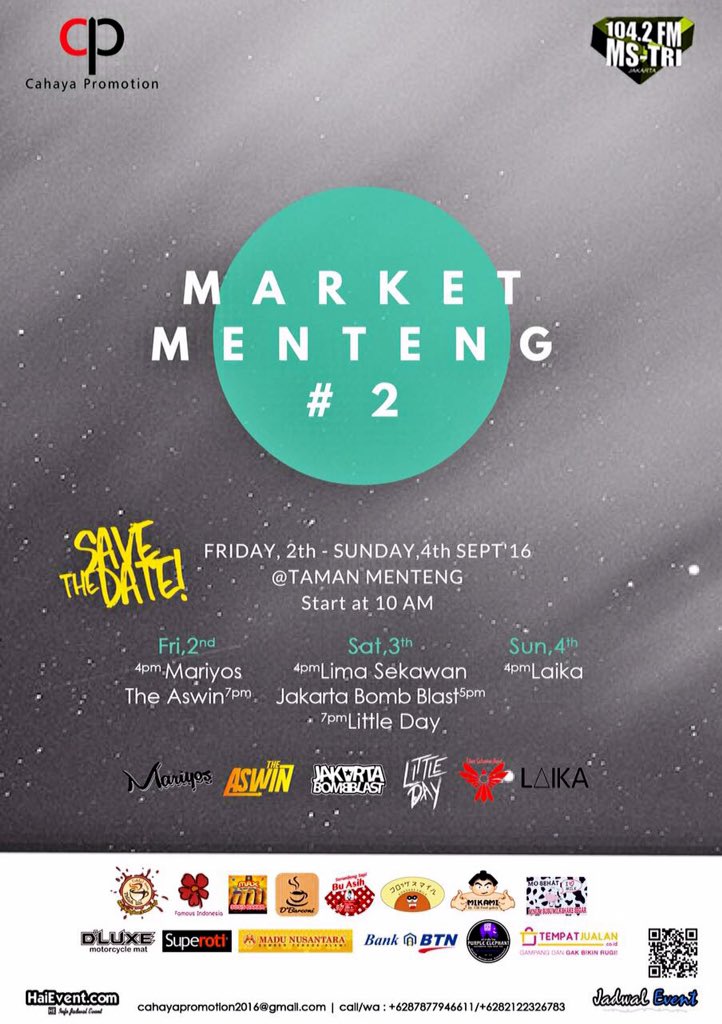 Jangan lupa bsk merapat ke taman menteng jakarta cc <a href="/The_Aswin/">THE ASWIN OFFICIAL</a> <a href="/MariyosBand/">Mariyos Band</a> @1042mstrifm <a href="/brotheraswin_ID/">Brother Aswin ID</a>