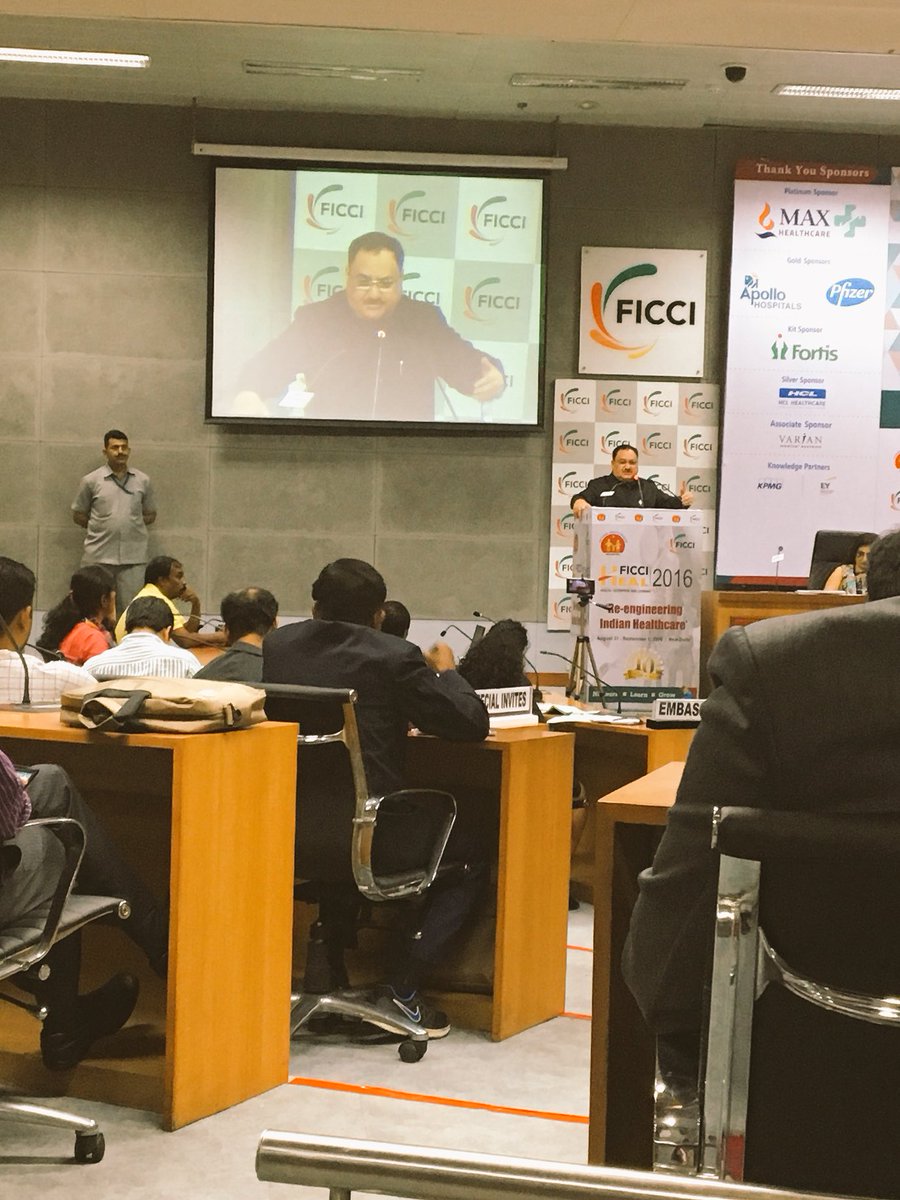 ficci_india's tweet photo. Reducing the cost of healthcare services requires innovation: Shri @JPNadda #HEAL2016 https://t.co/DL6sNnmrqX