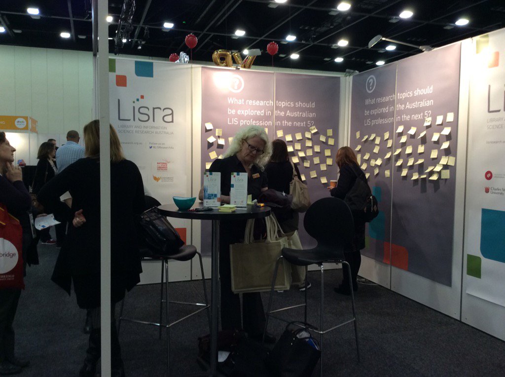 LISResearchAu's tweet photo. Eighteen minutes left to share your #LISresearch ideas #booth63 #national16 https://t.co/nr22sz5qAd