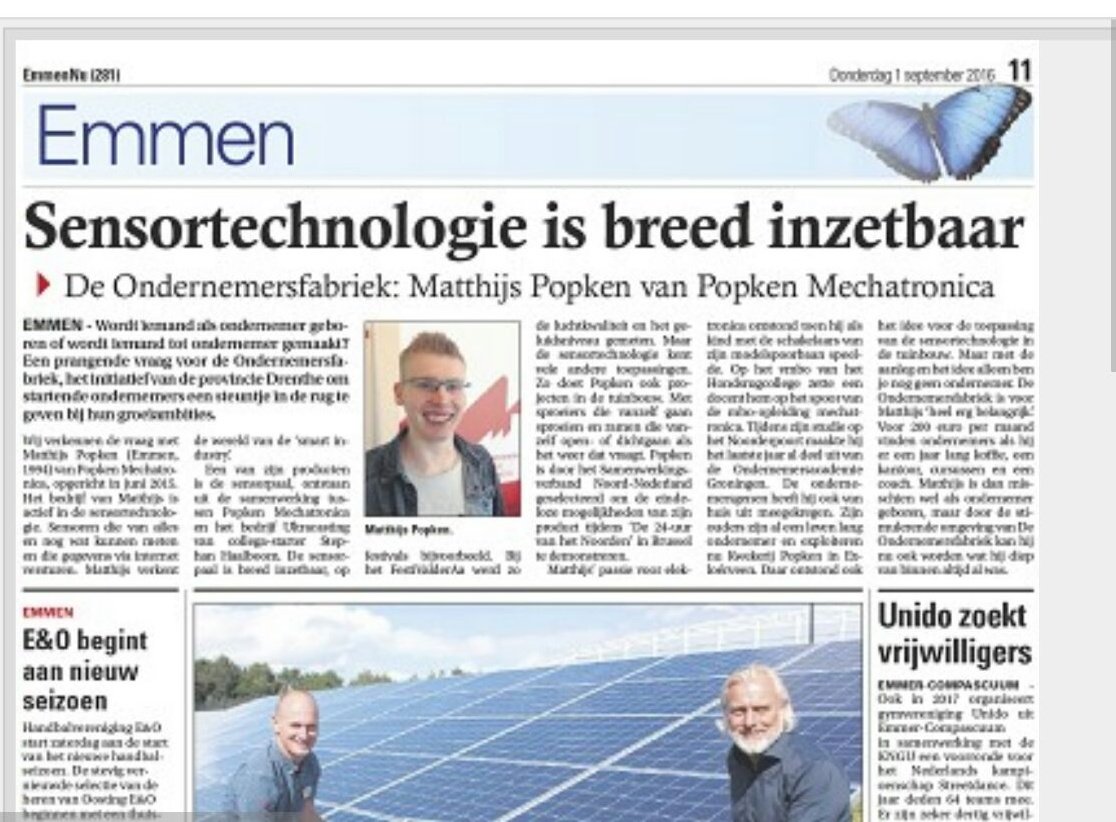 OFDrenthe's tweet image. Vandaag in @Emmen_nu Matthijs Popken (OFD #Emmen ) van PopkenMechatronica over sensor technologie.