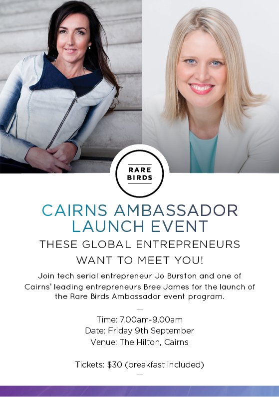 Inspiring Rare Birds (@rarebirdshq) on Twitter photo Come along to meet <a href="/BreeGJames/">Bree James</a> for breakfast & business tips at our Cairns Ambassador event! bit.ly/2aj72tH Come along to meet <a href="/BreeGJames/">Bree James</a> for breakfast & business tips at our Cairns Ambassador event! bit.ly/2aj72tH