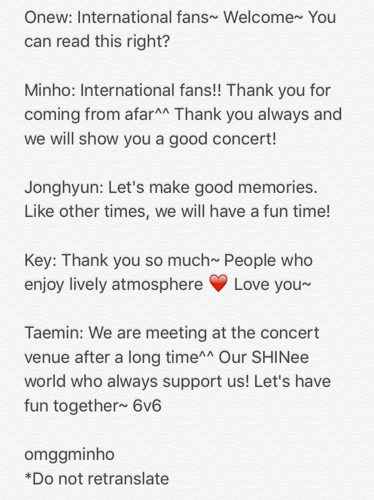 [TRANS] SHINee world global package message

photo cr: lovely0new
*Do not retranslate